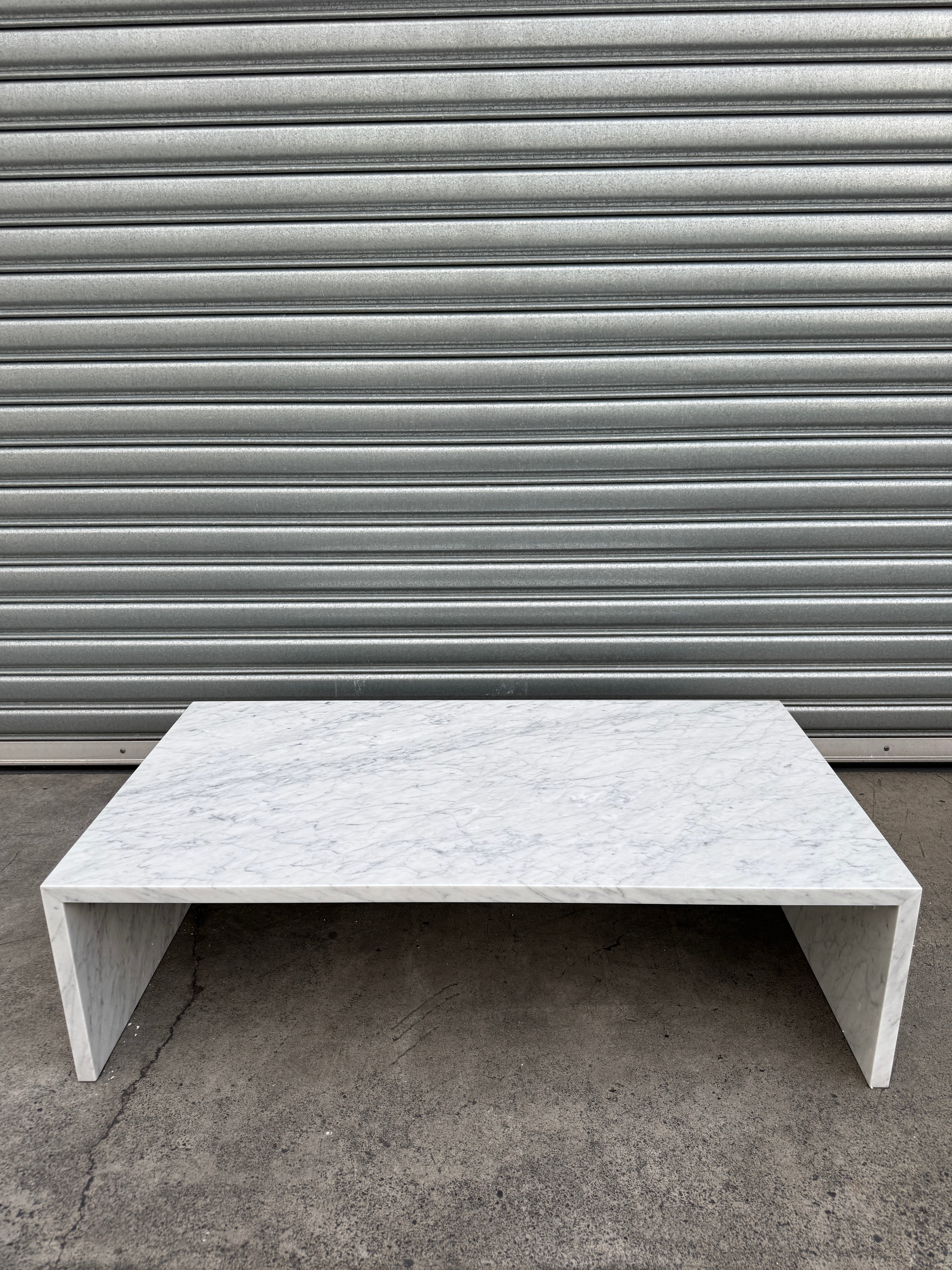 Waterfall Coffee Table - Carrara Marble natural stone furniture New Zealand - Natural Stone Co