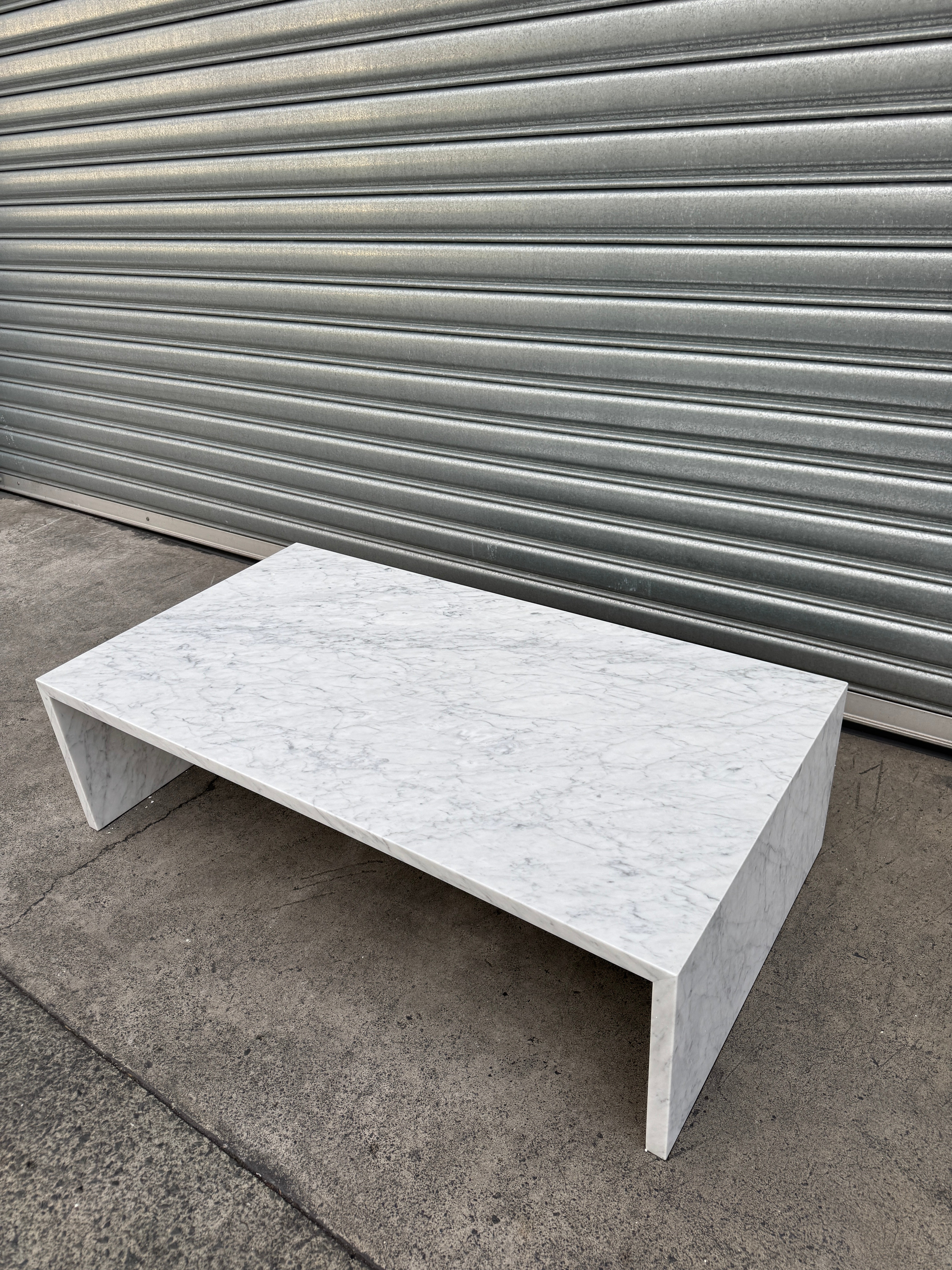 Waterfall Coffee Table - Carrara Marble natural stone furniture New Zealand - Natural Stone Co