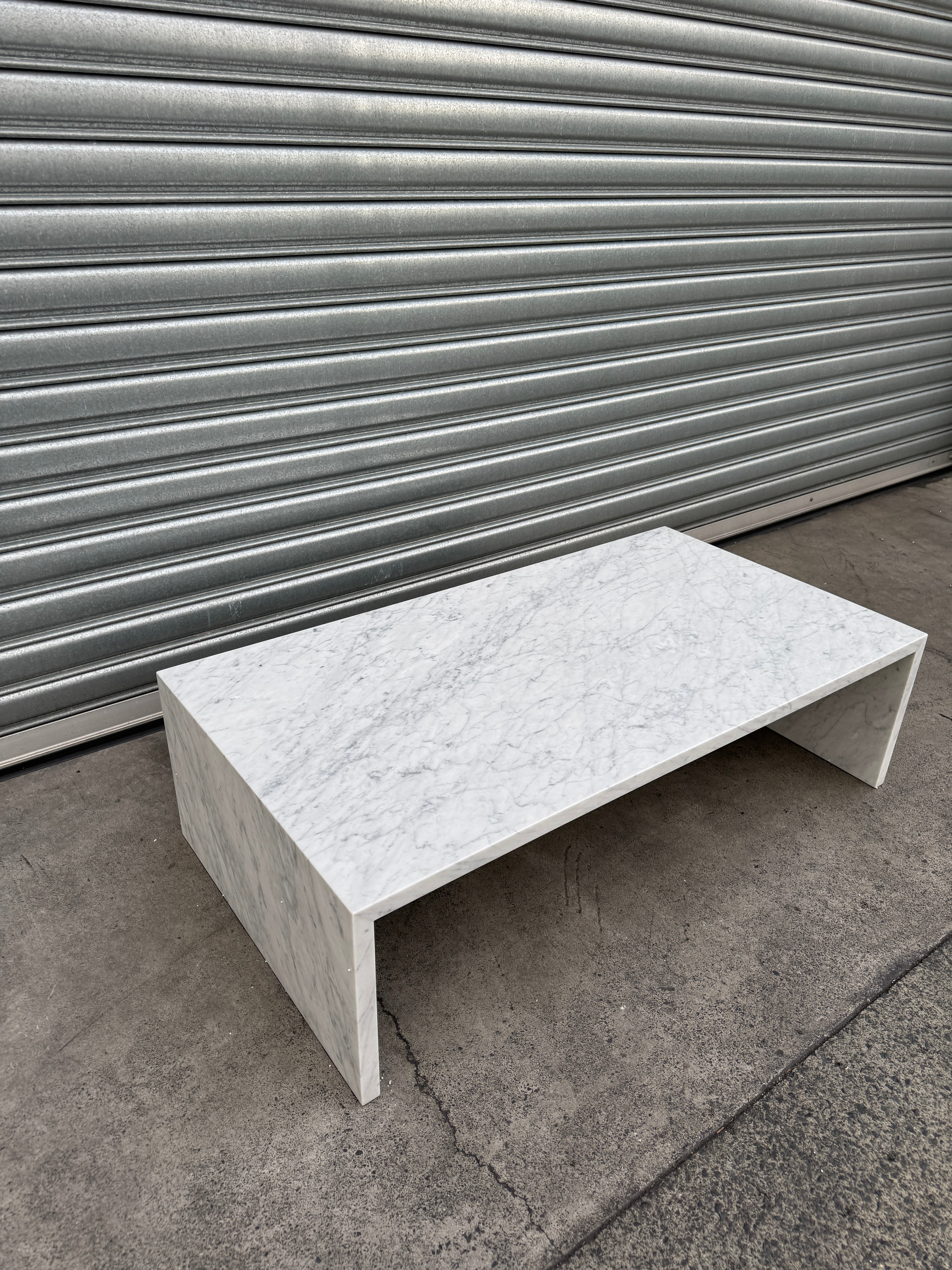 Waterfall Coffee Table - Carrara Marble natural stone furniture New Zealand - Natural Stone Co