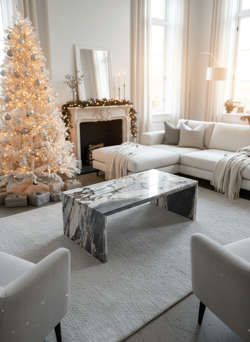 Waterfall Coffee Table - Milky Blue natural stone furniture New Zealand - Natural Stone Co