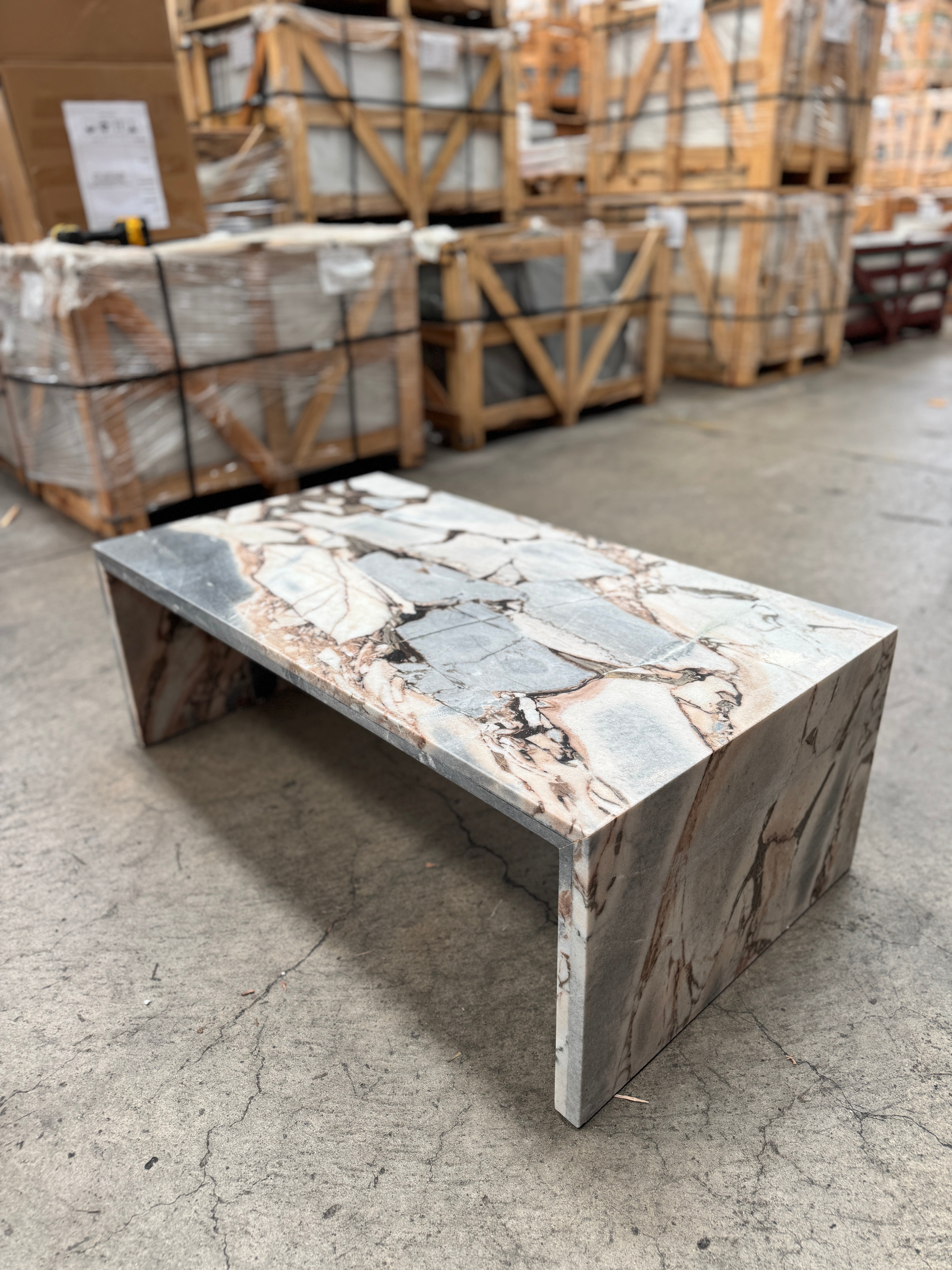 Waterfall Coffee Table - Milky Blue natural stone furniture New Zealand - Natural Stone Co