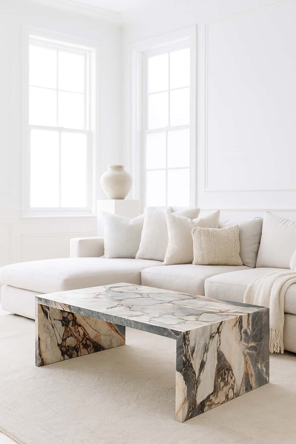 Waterfall Coffee Table - Milky Blue natural stone furniture New Zealand - Natural Stone Co