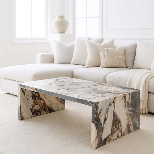 Waterfall Coffee Table - Milky Blue Marble