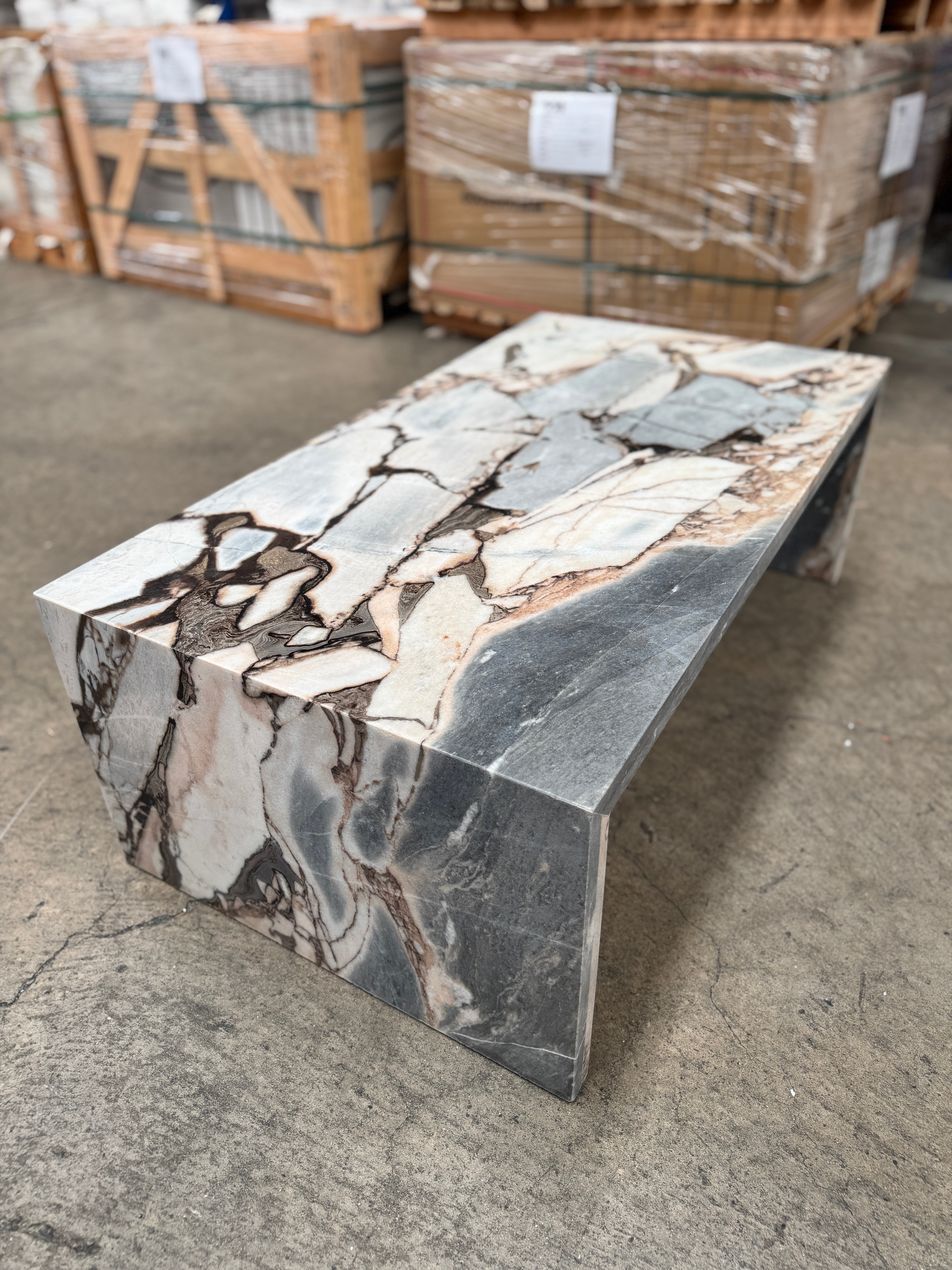 Waterfall Coffee Table - Milky Blue natural stone furniture New Zealand - Natural Stone Co