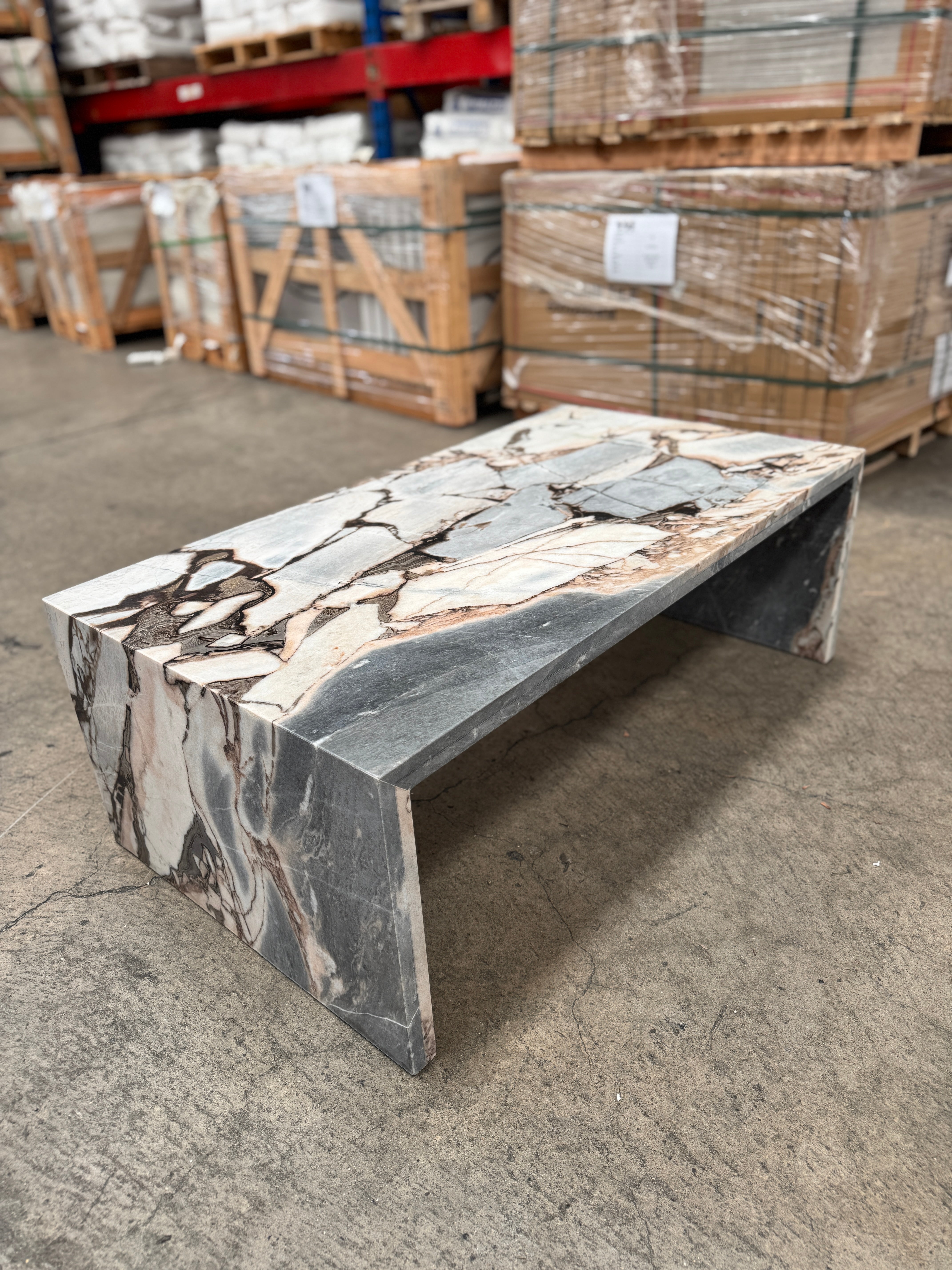 Waterfall Coffee Table - Milky Blue natural stone furniture New Zealand - Natural Stone Co
