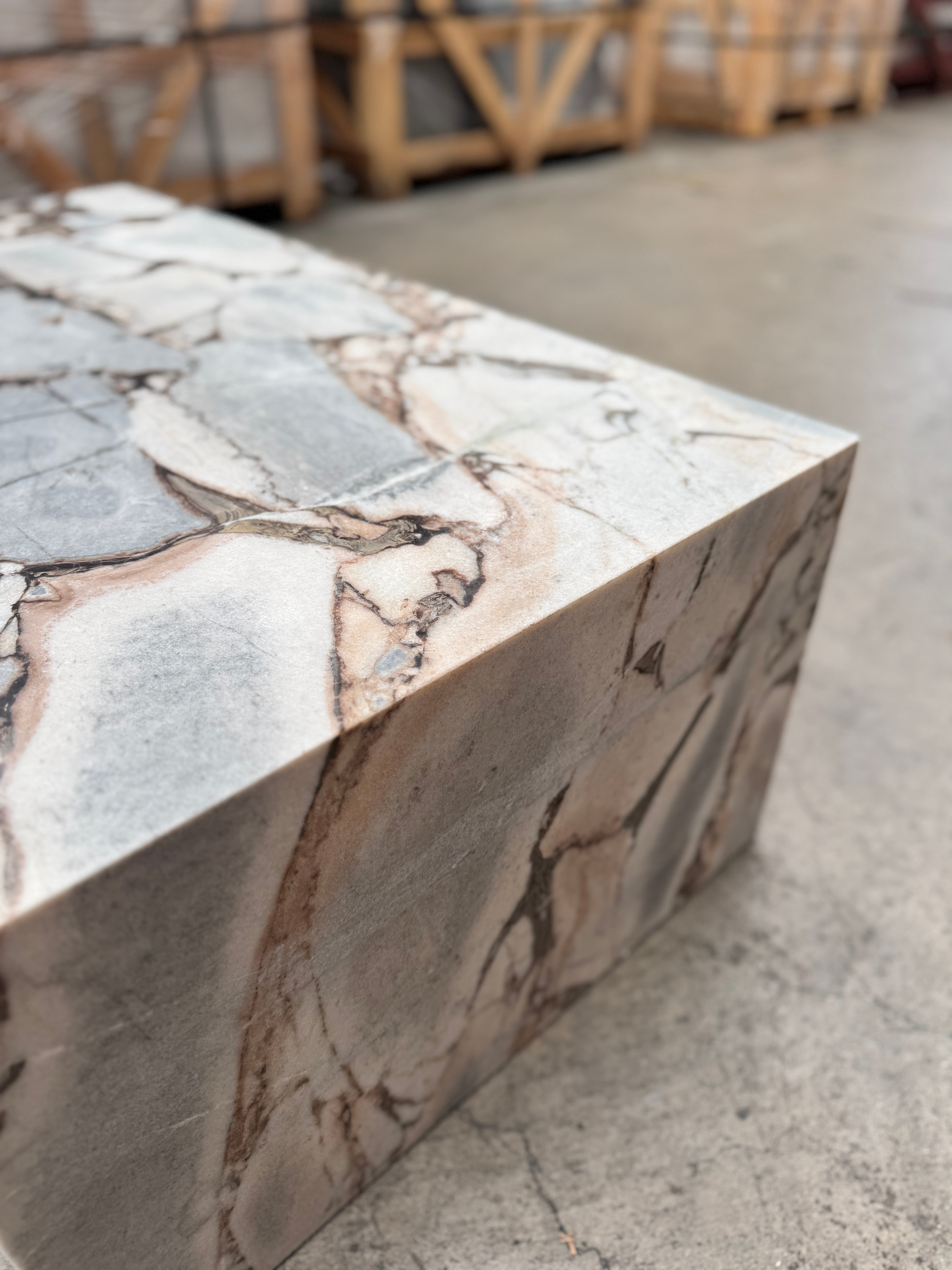 Waterfall Coffee Table - Milky Blue natural stone furniture New Zealand - Natural Stone Co