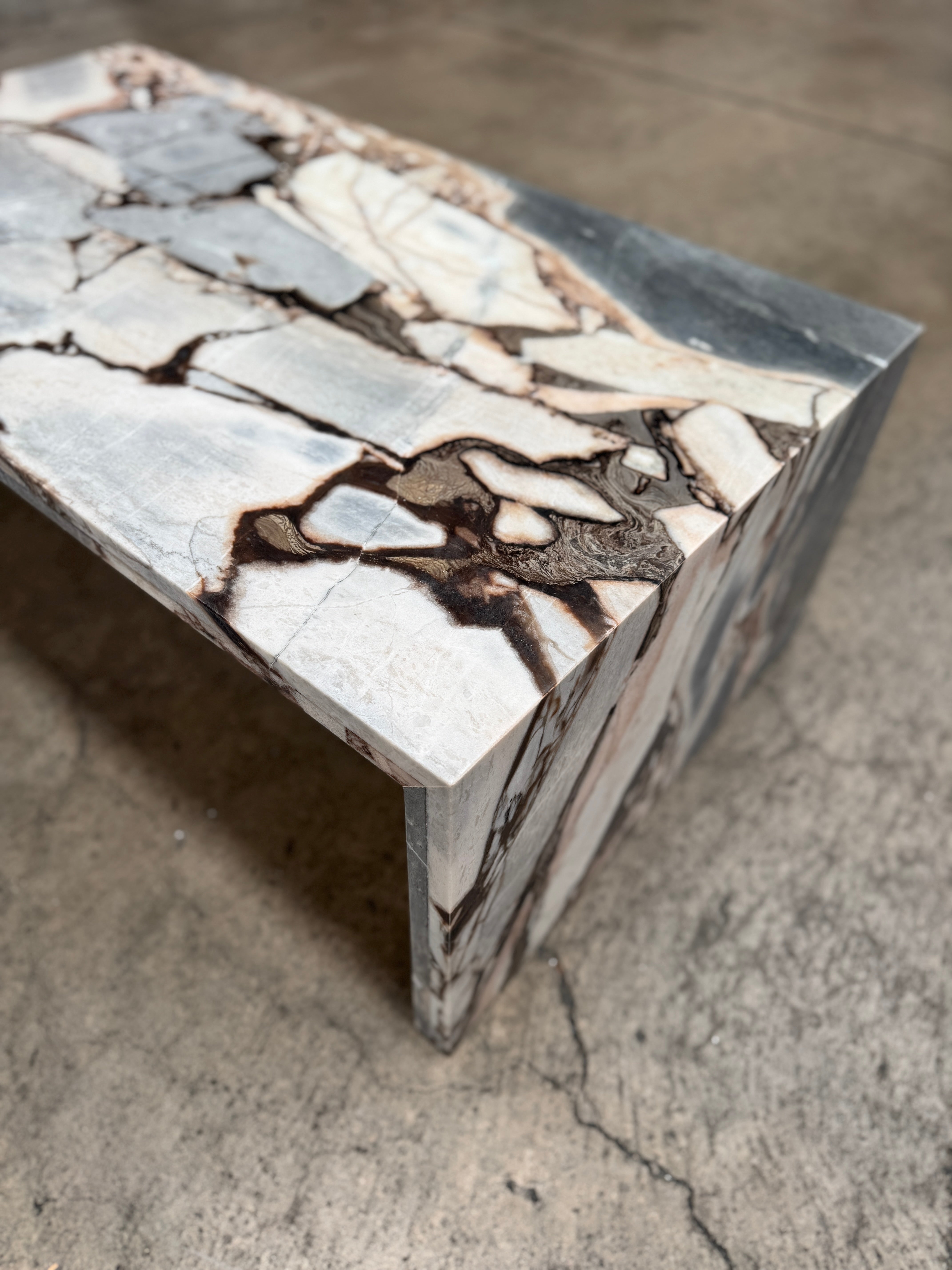 Waterfall Coffee Table - Milky Blue natural stone furniture New Zealand - Natural Stone Co