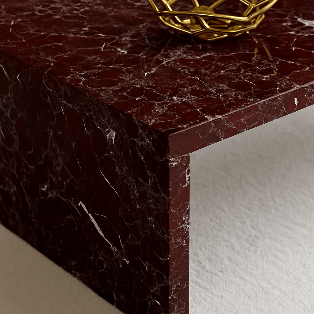 Waterfall Coffee Table - Rosso Levanto Marble natural stone furniture New Zealand - Natural Stone Co