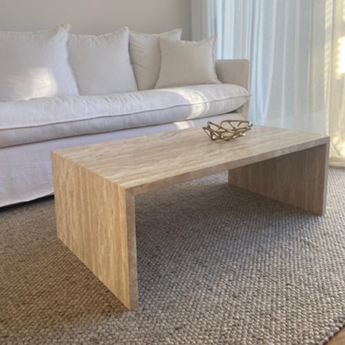 Waterfall Coffee Table - Vein Cut Travertine