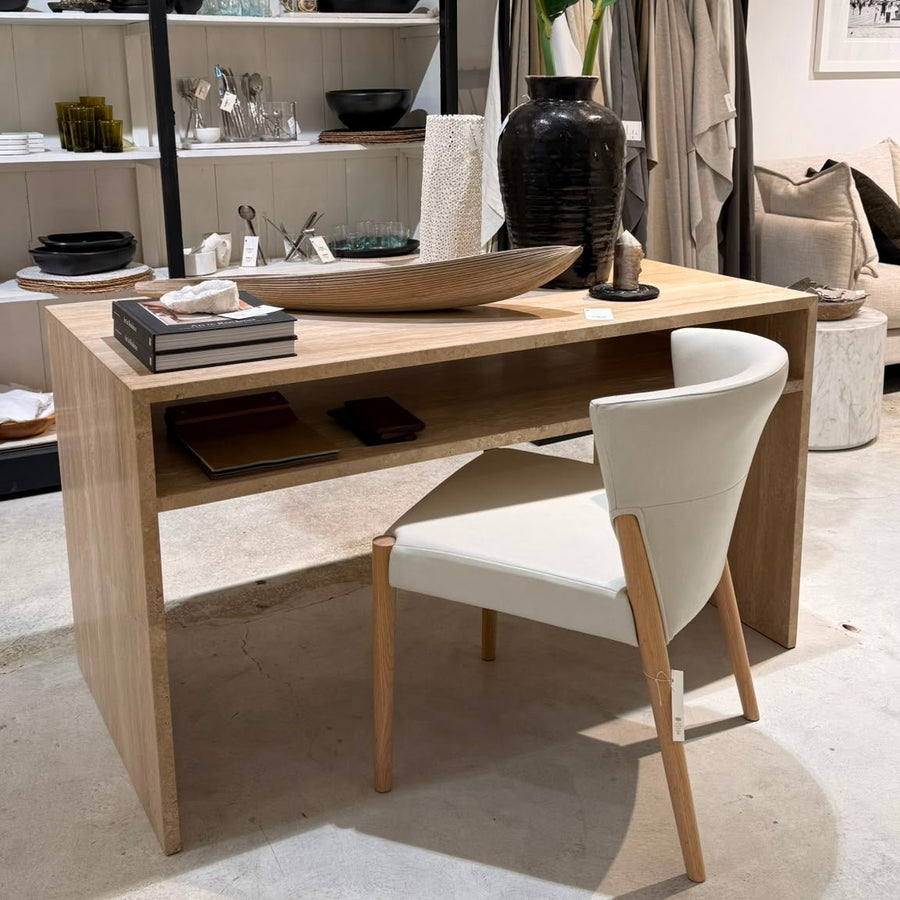 Waterfall Desk - Vein Cut Travertine natural stone furniture New Zealand - Natural Stone Co