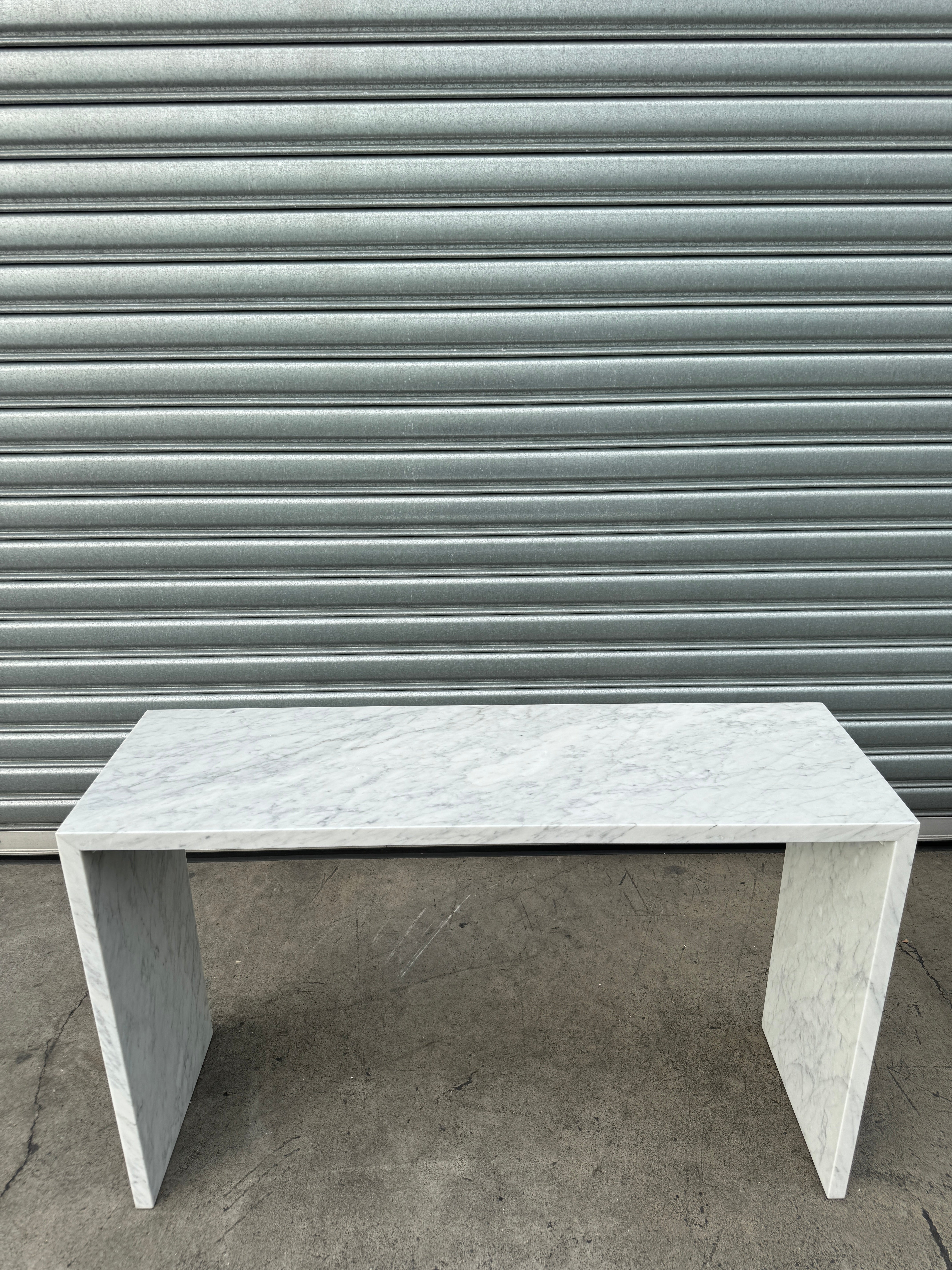 Waterfall Hallway Console - Carrara Marble natural stone furniture New Zealand - Natural Stone Co