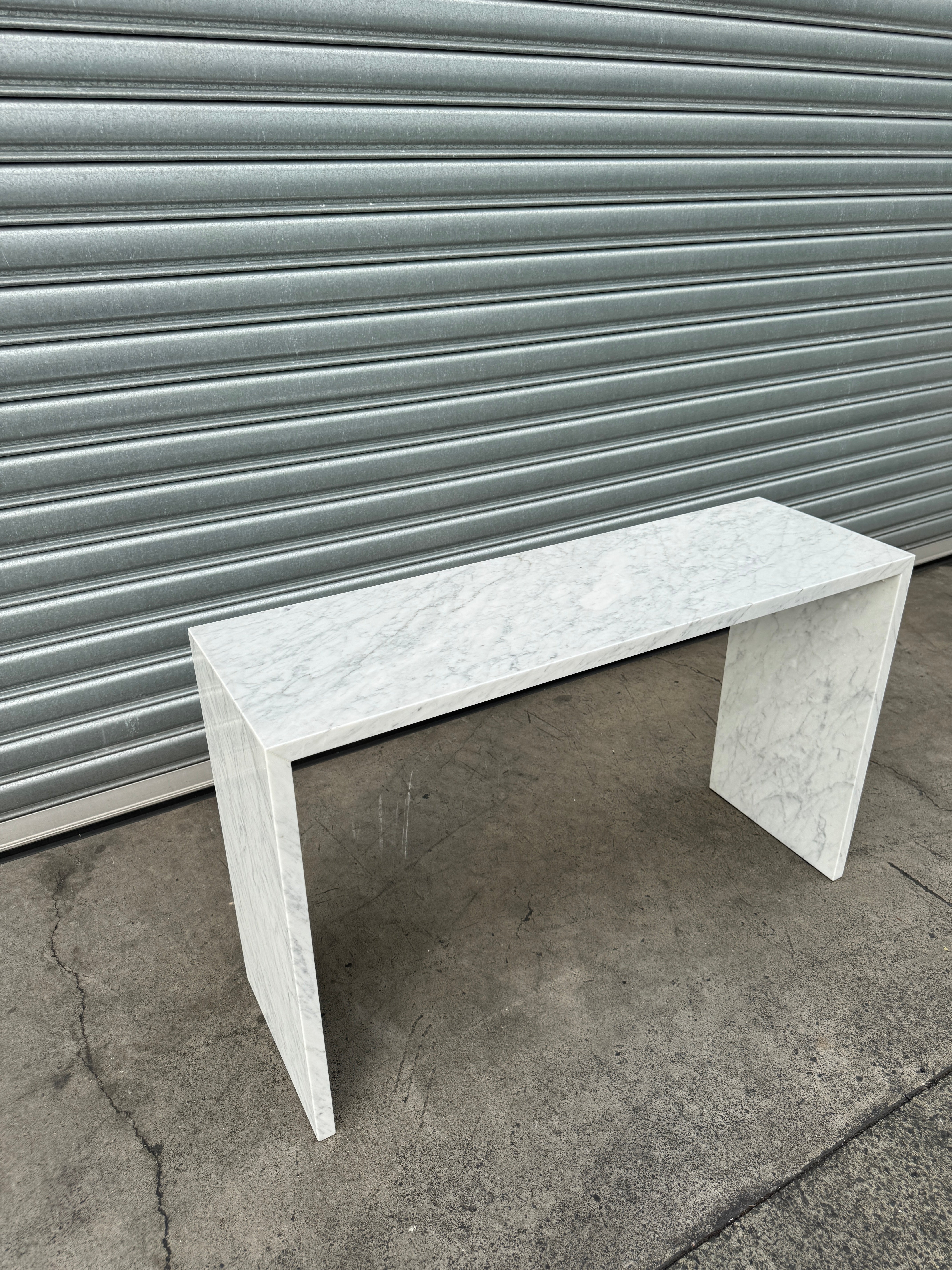 Waterfall Hallway Console - Carrara Marble natural stone furniture New Zealand - Natural Stone Co