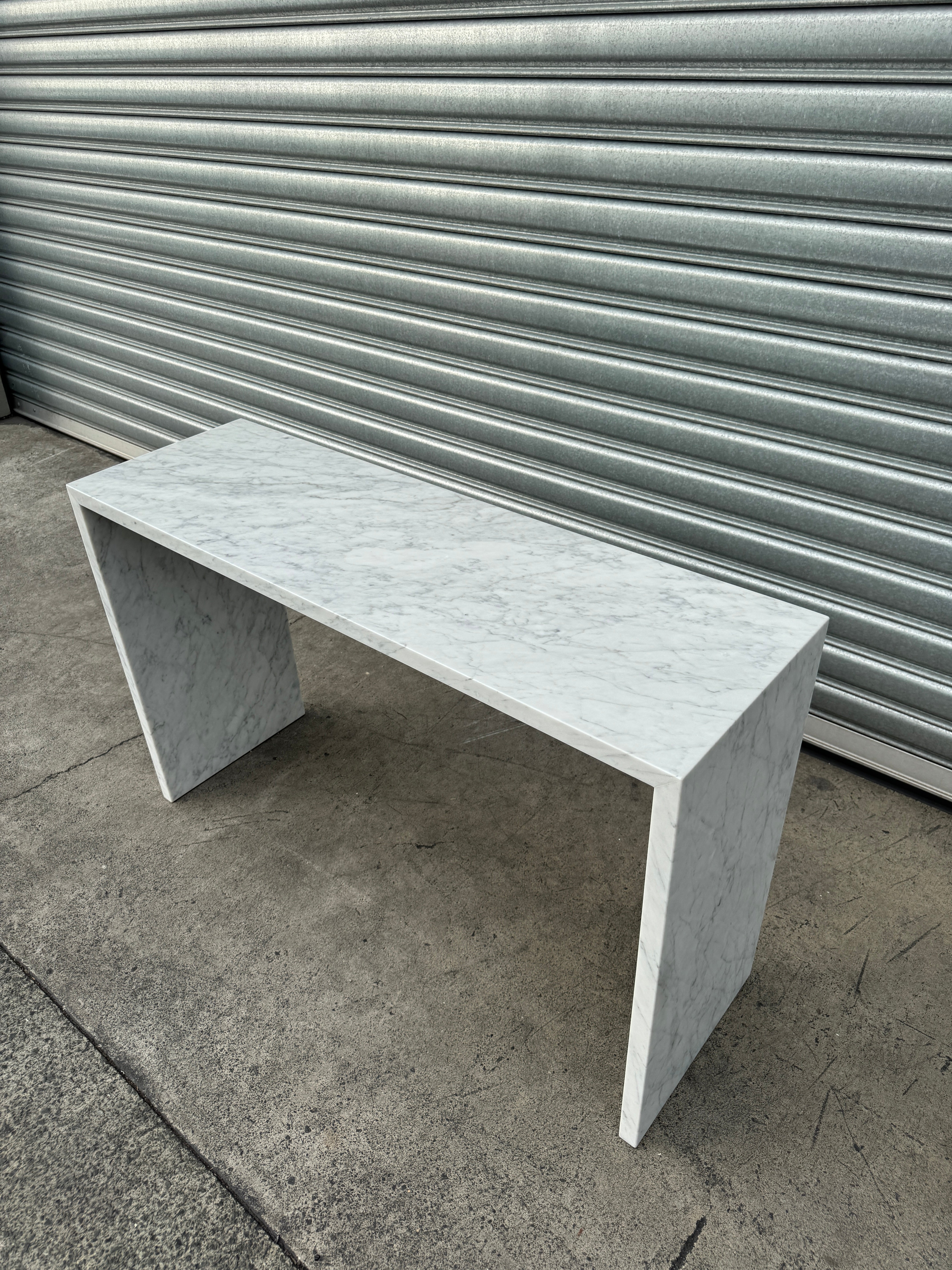 Waterfall Hallway Console - Carrara Marble natural stone furniture New Zealand - Natural Stone Co