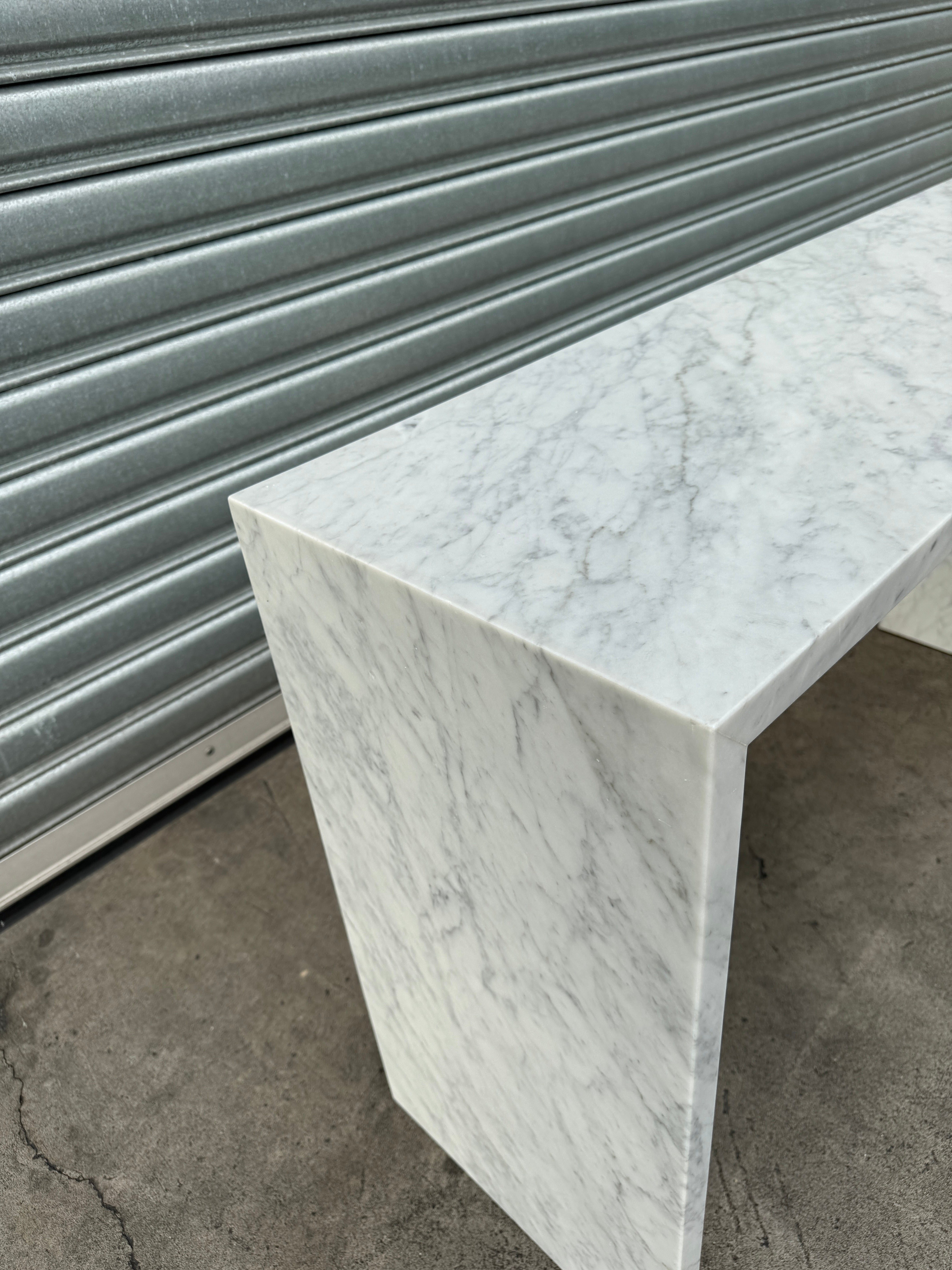Waterfall Hallway Console - Carrara Marble natural stone furniture New Zealand - Natural Stone Co