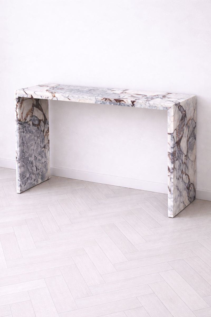 Waterfall Hallway Console - Milky Blue Marble natural stone furniture New Zealand - Natural Stone Co