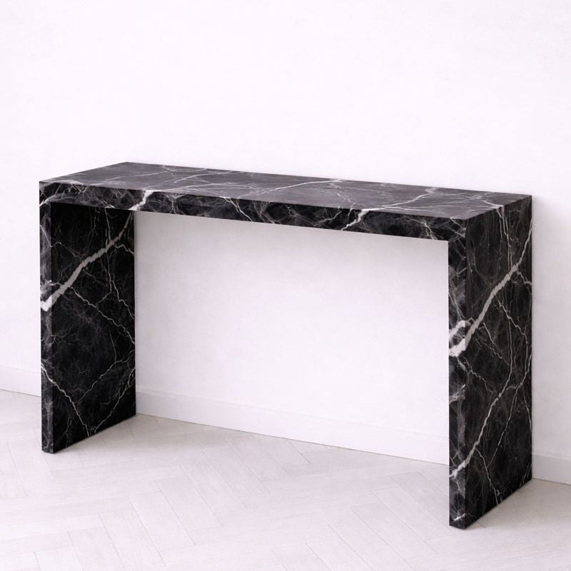 Waterfall Hallway Console - Nero Marquina Marble natural stone furniture New Zealand - Natural Stone Co