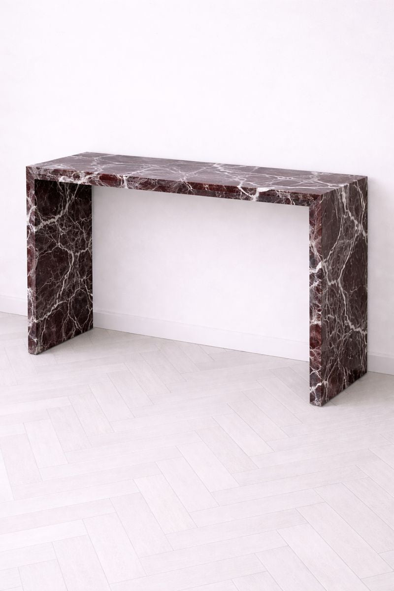 Waterfall Hallway Console - Rosso Levanto Marble natural stone furniture New Zealand - Natural Stone Co