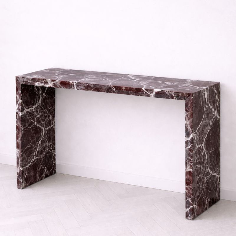 Waterfall Hallway Console - Rosso Levanto Marble natural stone furniture New Zealand - Natural Stone Co