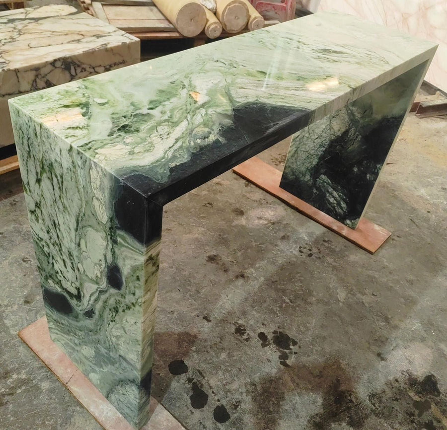 Waterfall Hallway Console - Twill Green natural stone furniture New Zealand - Natural Stone Co