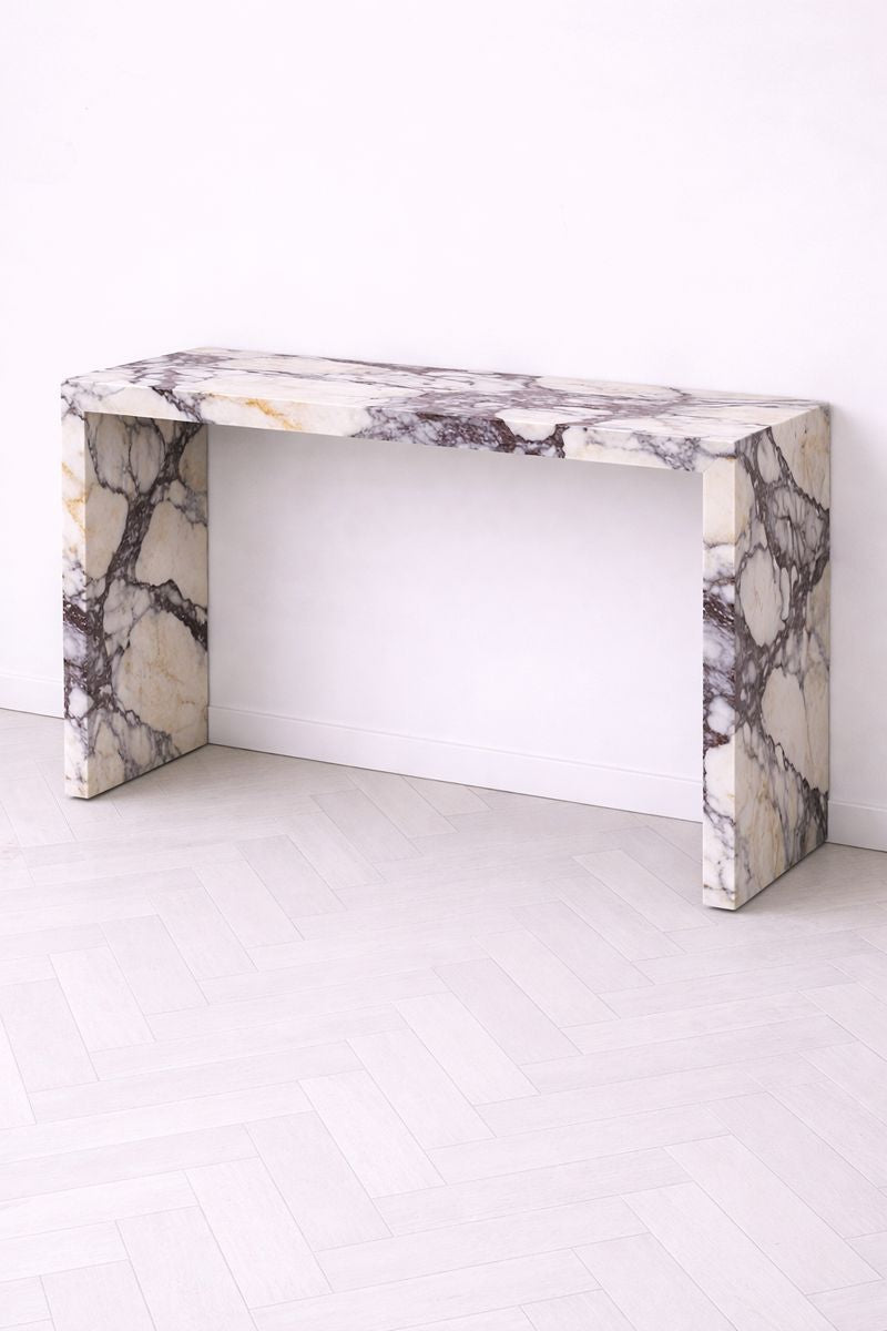 Waterfall Hallway Console - Viola Calacatta natural stone furniture New Zealand - Natural Stone Co