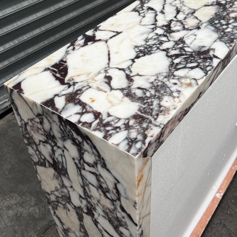 Waterfall Hallway Console - Viola Calacatta Marble natural stone furniture New Zealand - Natural Stone Co