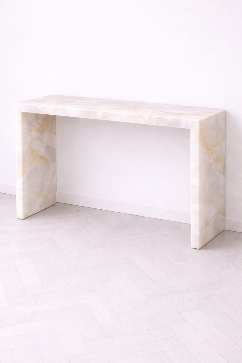 Waterfall Hallway Console - White Quartzite natural stone furniture New Zealand - Natural Stone Co