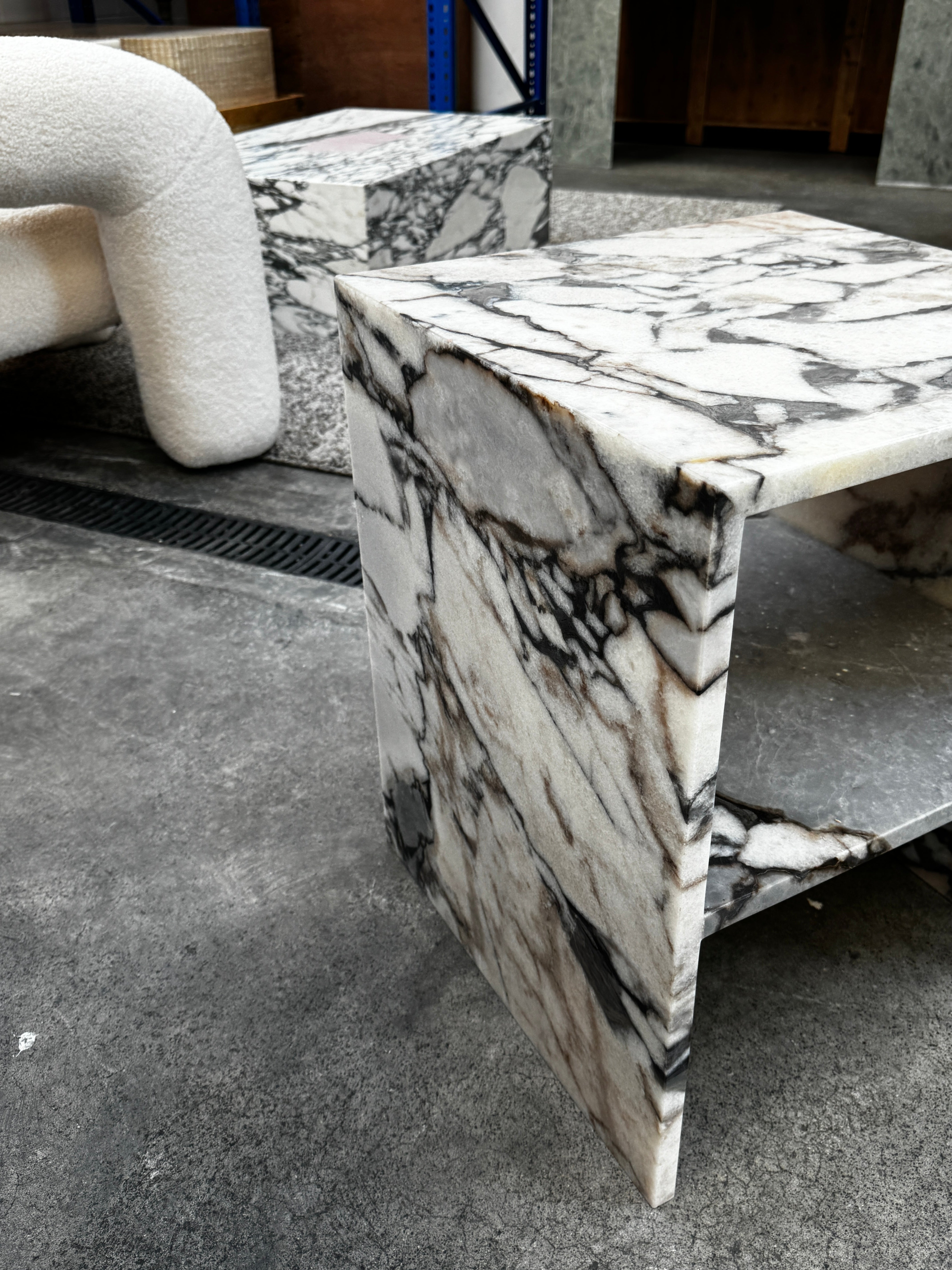 Waterfall Side Table - Milky Blue natural stone furniture New Zealand - Natural Stone Co