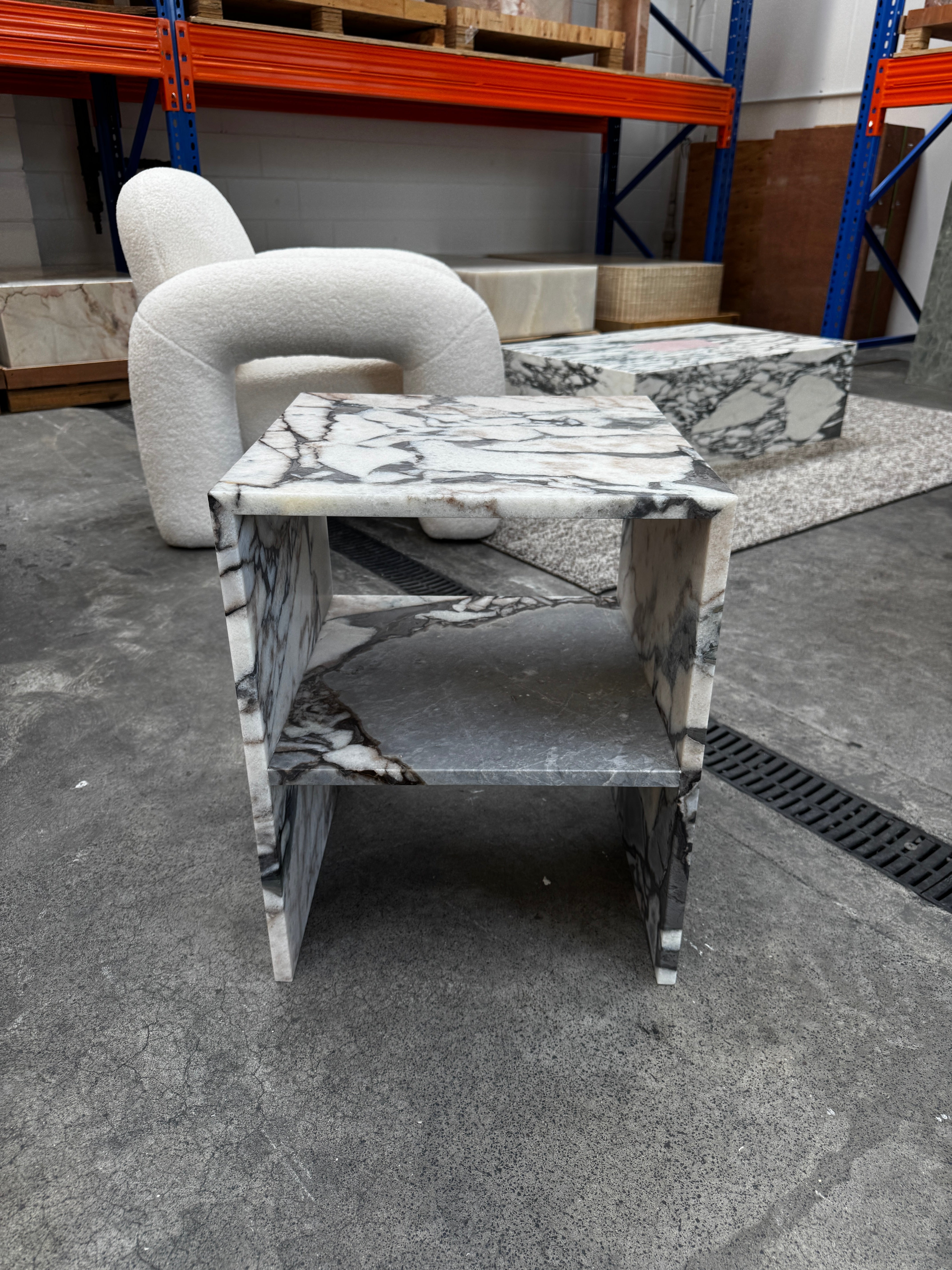 Waterfall Side Table - Milky Blue natural stone furniture New Zealand - Natural Stone Co