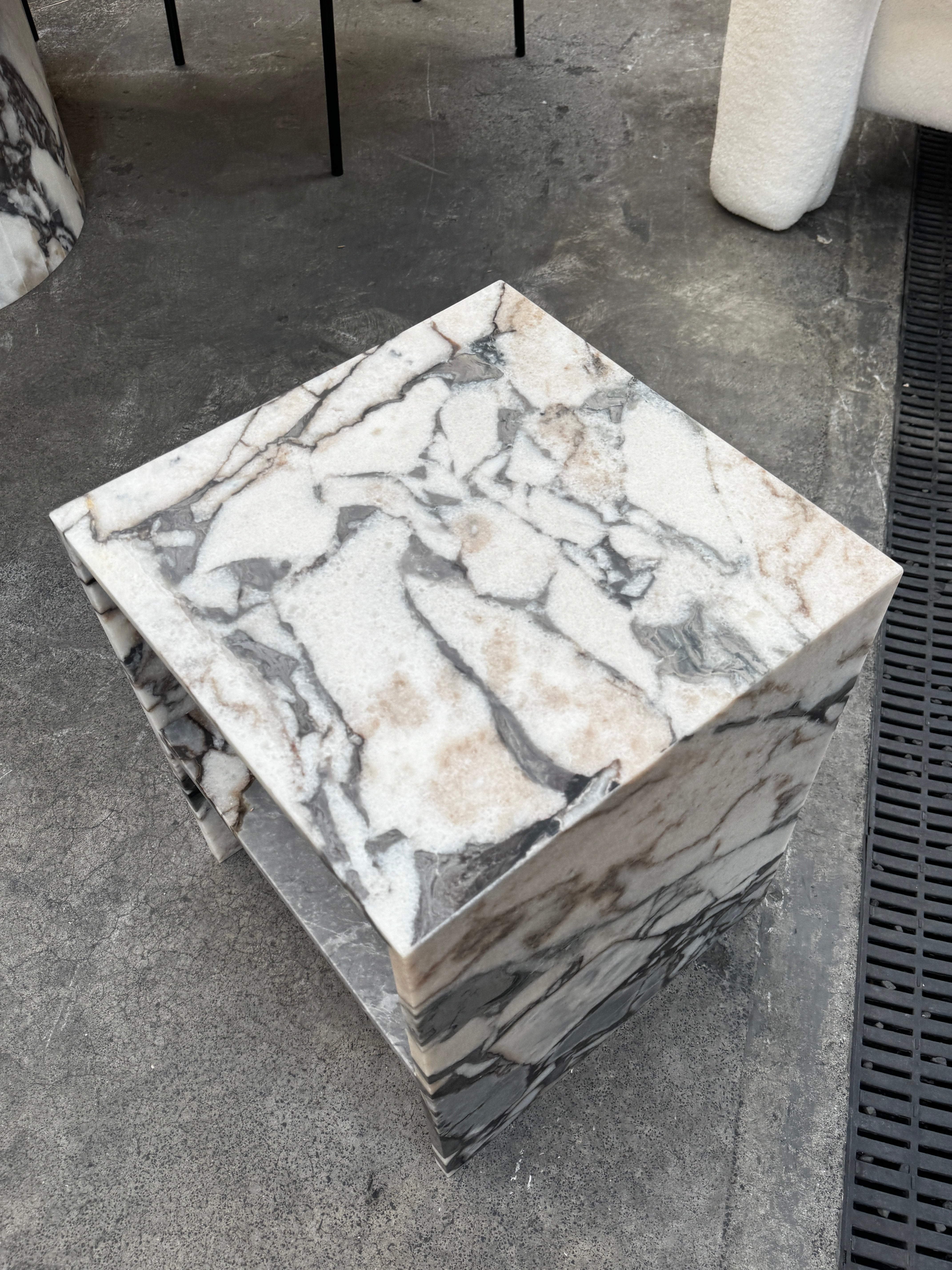 Waterfall Side Table - Milky Blue natural stone furniture New Zealand - Natural Stone Co