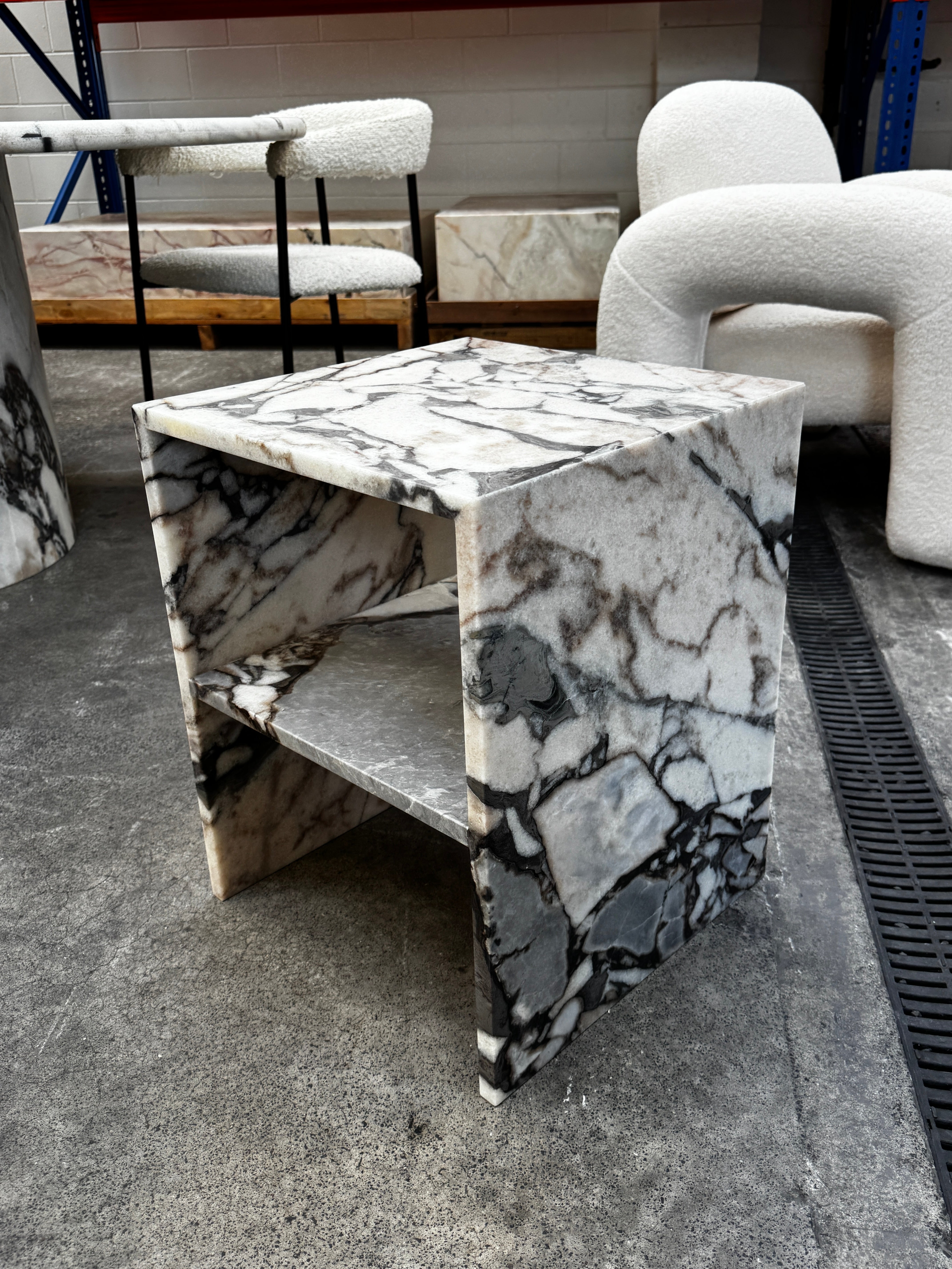 Waterfall Side Table - Milky Blue natural stone furniture New Zealand - Natural Stone Co