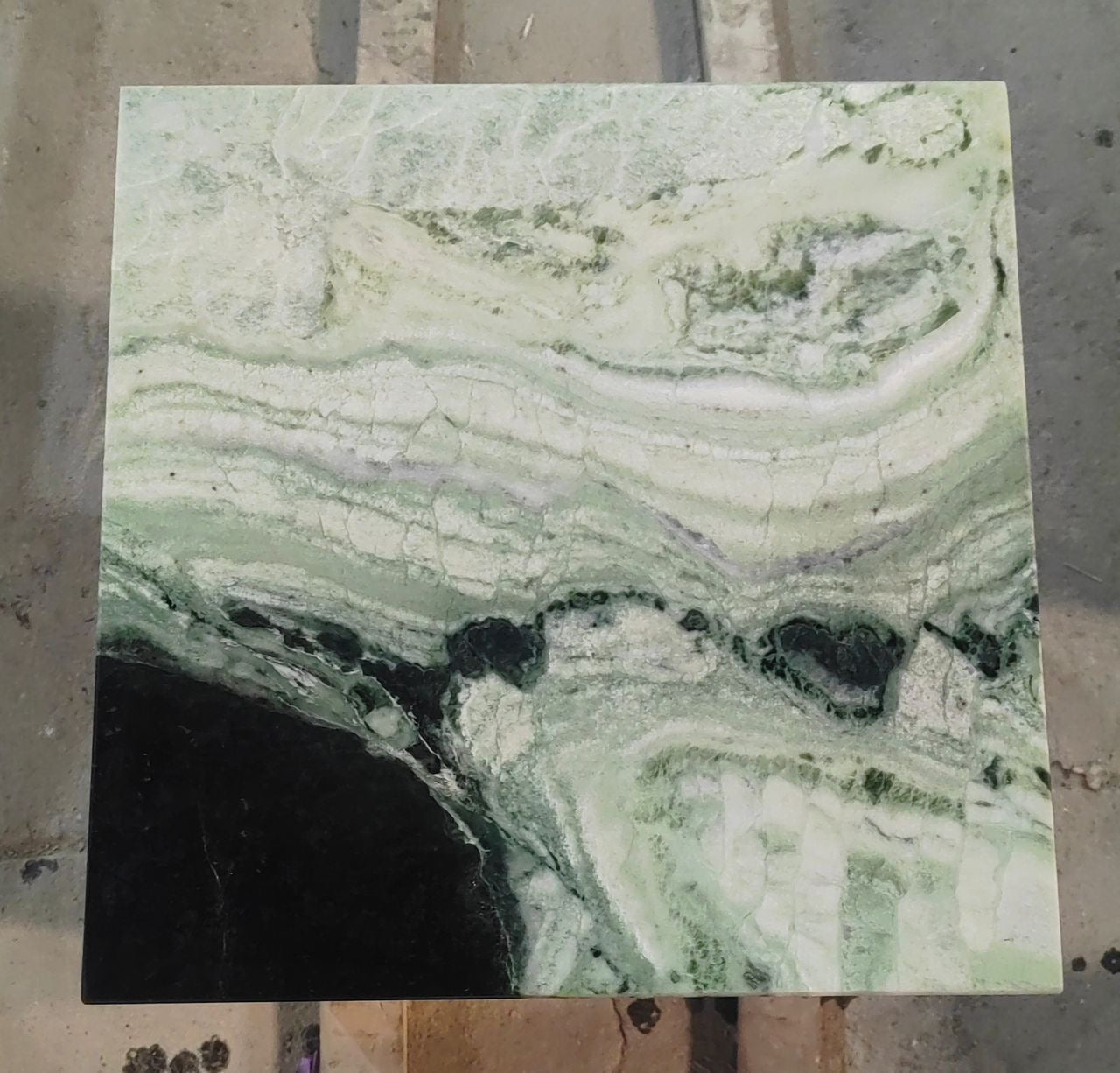 Waterfall Side Table - Twill Green natural stone furniture New Zealand - Natural Stone Co