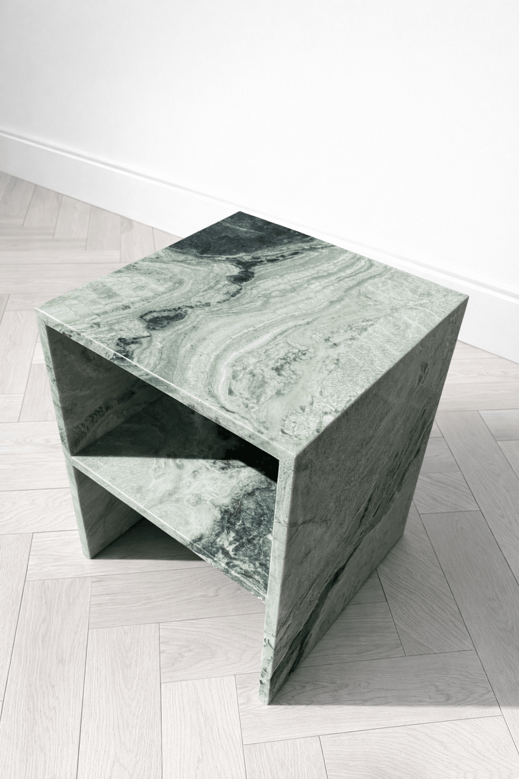 Waterfall Side Table - Twill Green natural stone furniture New Zealand - Natural Stone Co