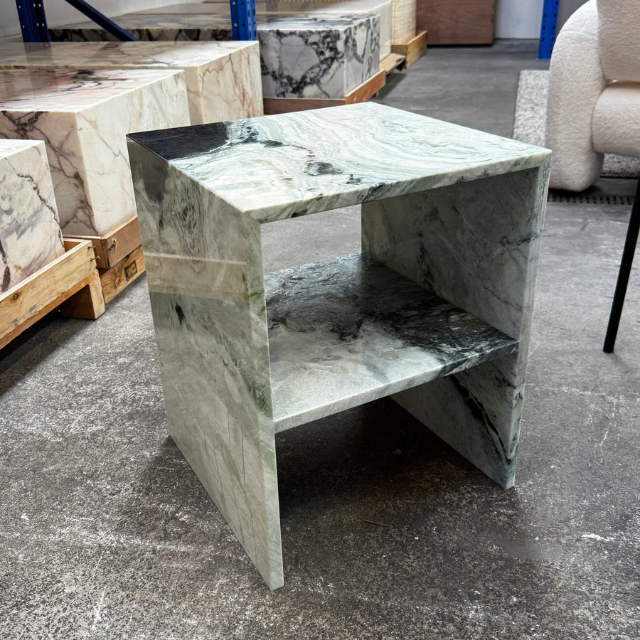 Waterfall Side Table - Twill Green natural stone furniture New Zealand - Natural Stone Co
