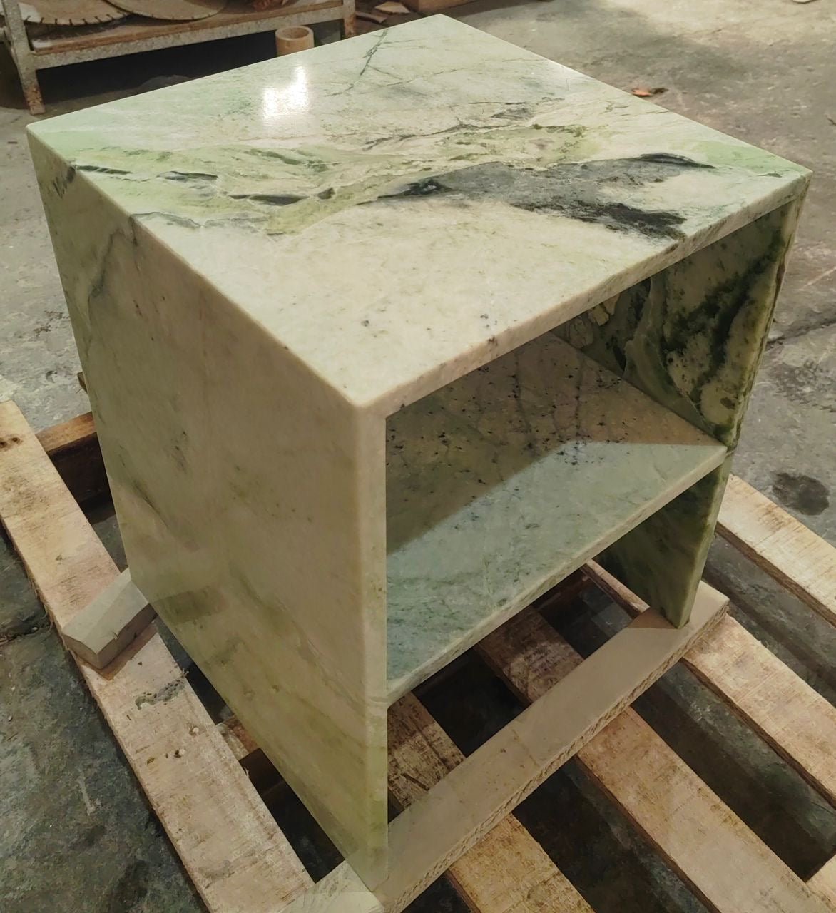 Waterfall Side Table - Twill Green natural stone furniture New Zealand - Natural Stone Co
